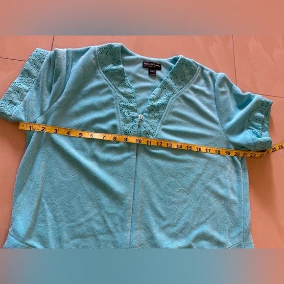 Miss Elaine Relax full Zip Front Waffle Knit Robe pocket size M - Picture 7 of 16